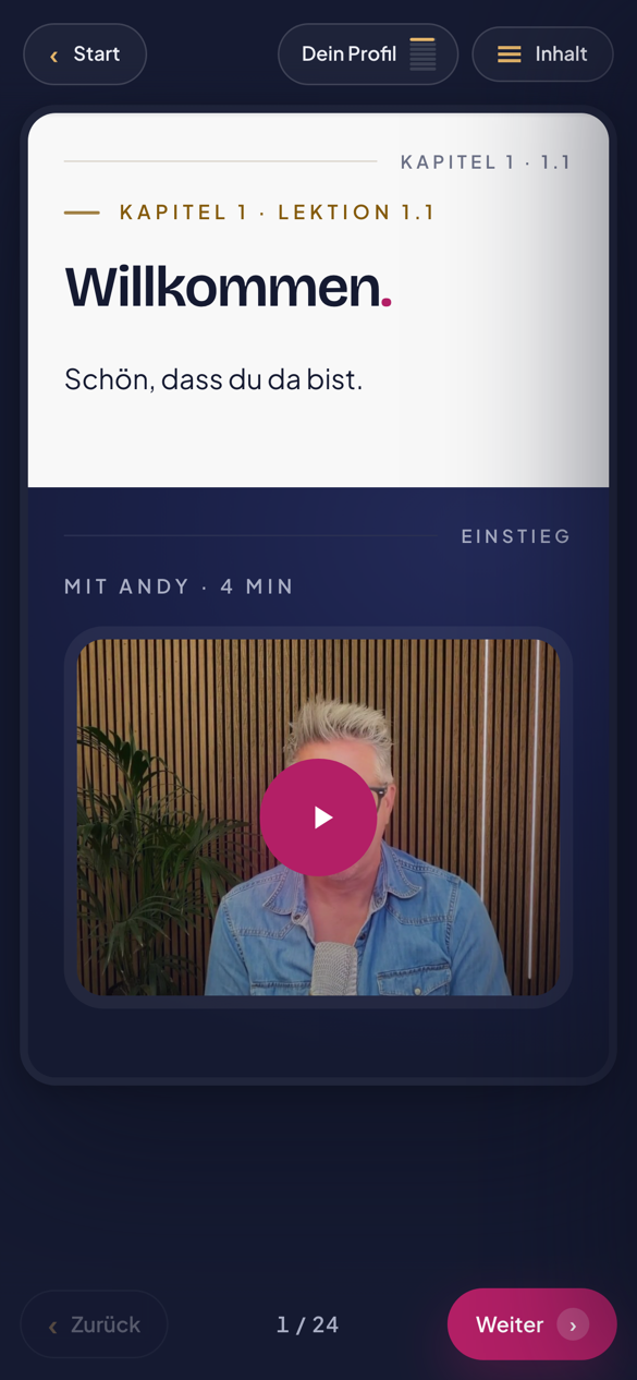 Hoofdstuk 1, les 1.1. Wat je 20 minuten na je aanmelding ziet.